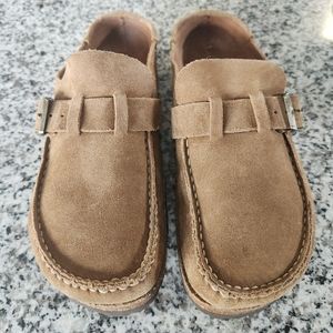 Gently Worn Birkenstock Buckley Tea Leather Suede Narrow Width Size 41N